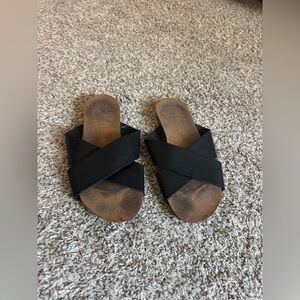 Women's Black Crisscross Slide Sandals